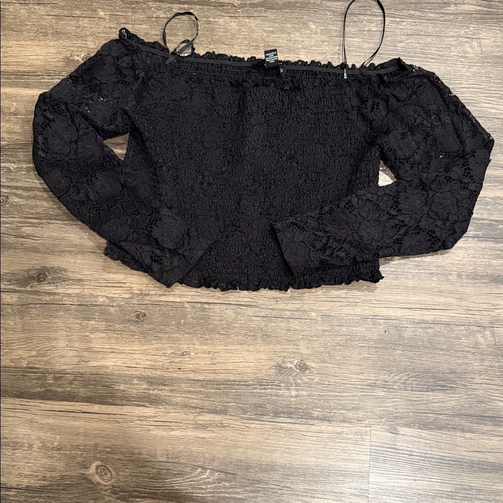 Black Lace Off-Shoulder Top
